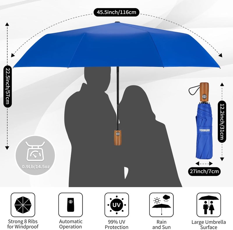 Yoobure Windproof Travel Umbrella - Automatic Umbrellas for Rain, Compact Folding Umbrella with UV Protection, Lightweight Portable Design for Backpack/Walking/Car, Sun & Storm Ready - Image 2
